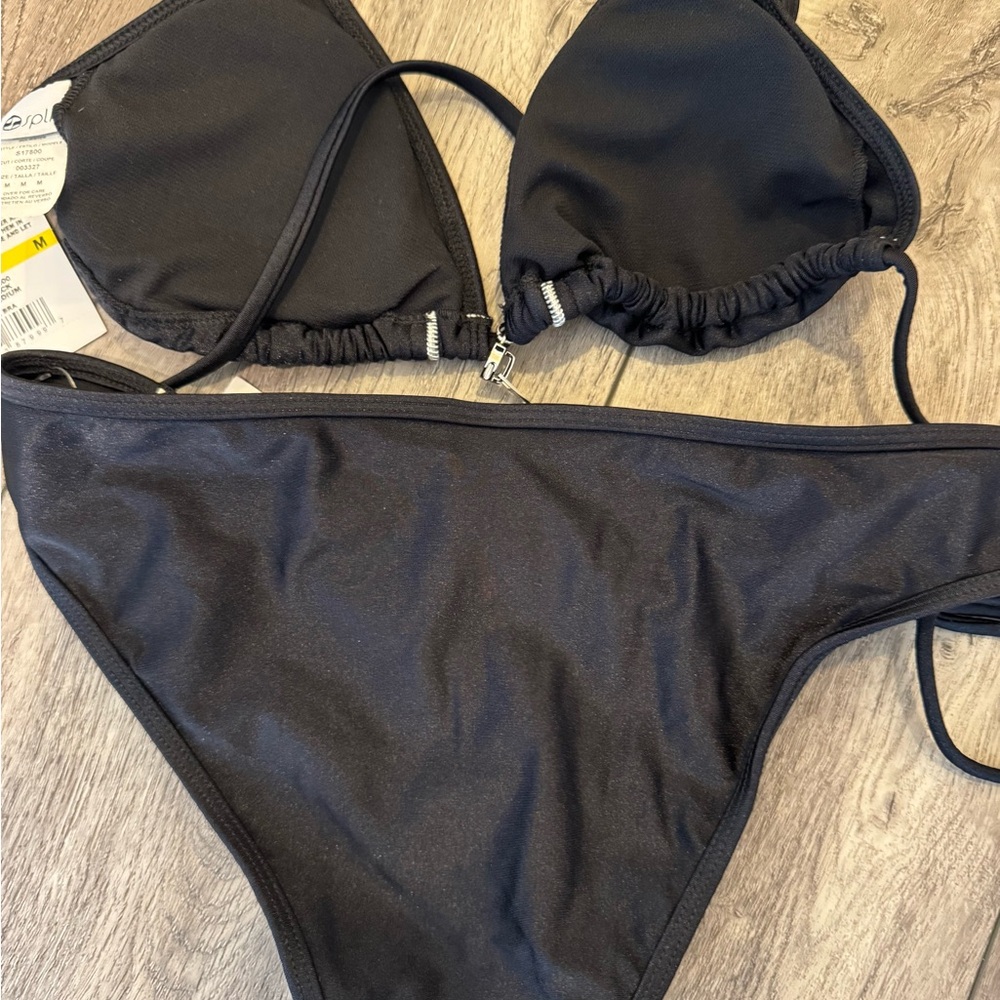 Black Bikini zipper accents M - Picture 2 of 15